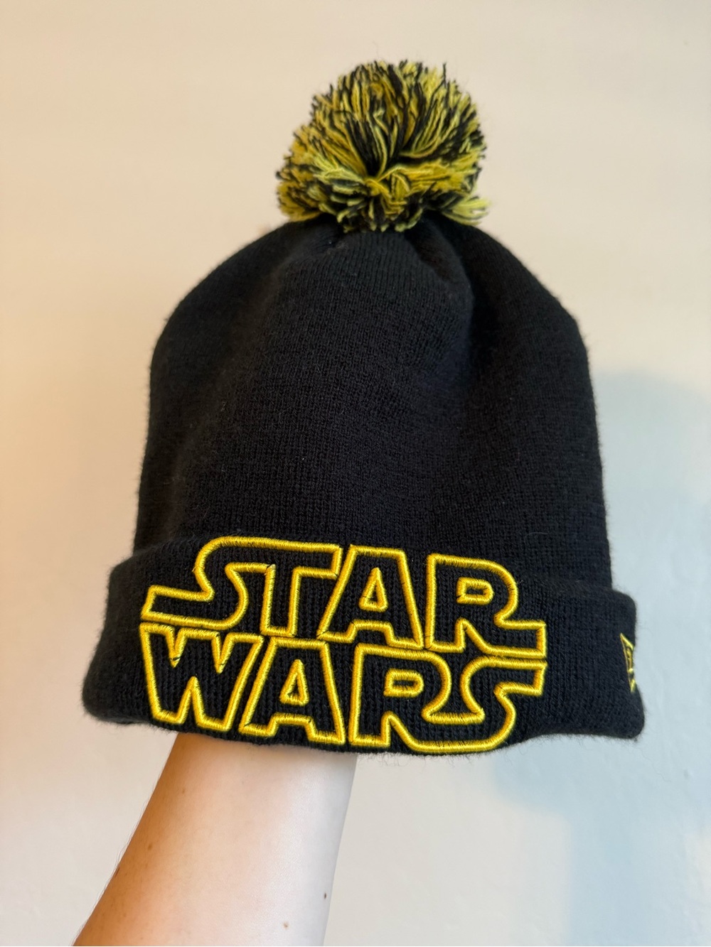 Star Wars Black Beanie with Yellow Logo and Pom